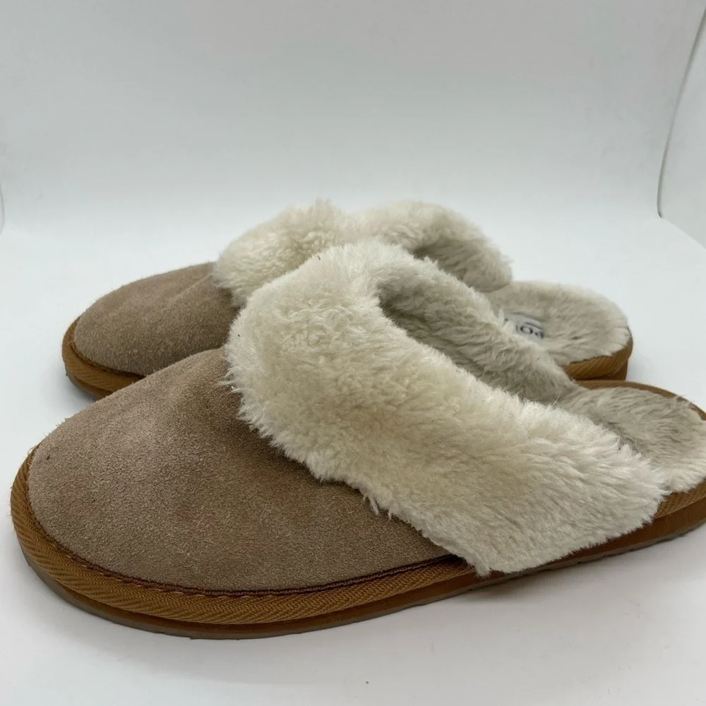 Portland Boot Company Fur Lining Brown Leather Slip On Slippers Size 6 - Picture 5 of 8